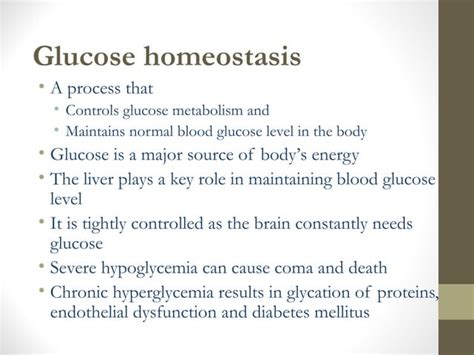 Glucose homeostasis