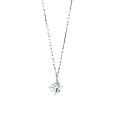 Tiffany Box charm in sterling silver on a chain. | Tiffany & Co.