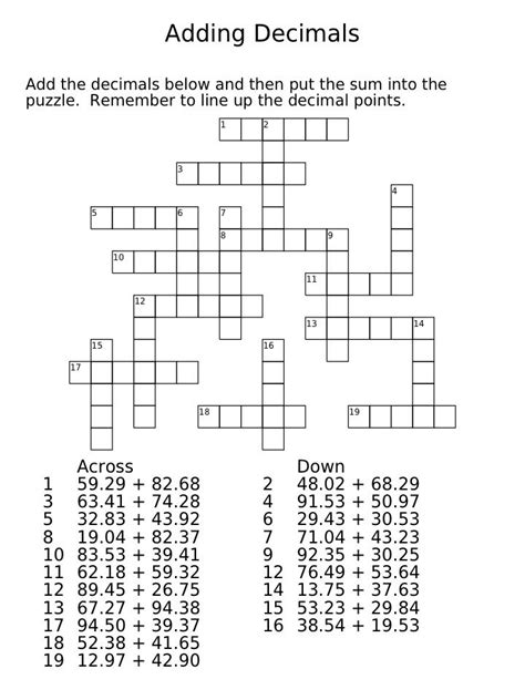 Free Crossword Puzzles Math