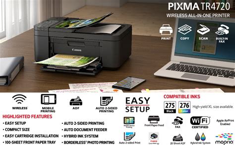 Amazon.com: Canon PIXMA TR4720 All-in-One Wireless Printer with Auto ...