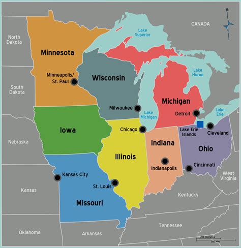 Usa Midwest Map | Chicago lake, Wisconsin, Midwest