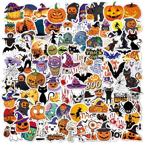 Amazon.com: Hibijiu 100PCS Kids Halloween Stickers Bulk Pumpkins Skull ...