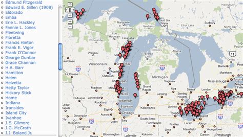 Lake Michigan Shipwrecks Map | secretmuseum