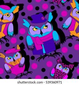 Vector Seamless Pattern Dressed Owls Owls Stock Vector (Royalty Free) 539360959