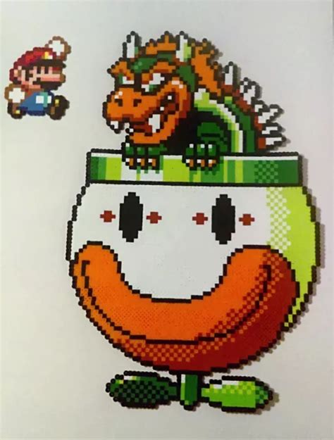 SUPER MARIO WORLD bowser and mario Perler bead pixel artwork Nintendo snes nes £75.62 - PicClick UK