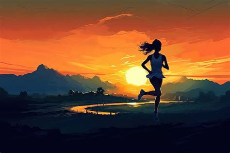 Premium AI Image | jogging into the nature vector illustration