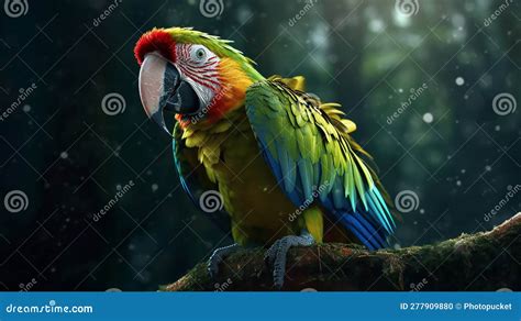 Great-Green Macaw with Its Green Feathers Stock Illustration ...