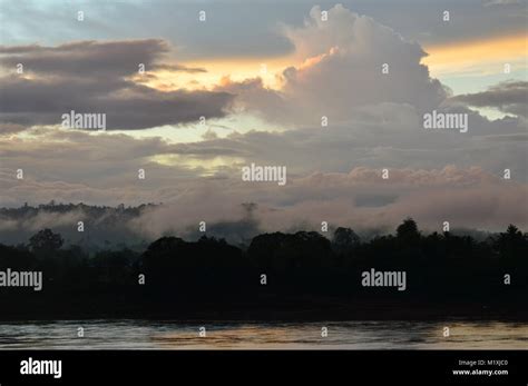 Mekong River on sunset in Thailand Stock Photo - Alamy