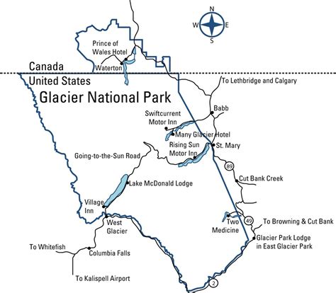 Glacier National Park Map, Montana