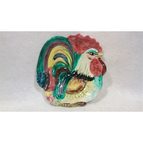 Italian Ceramic Rooster Dish | Chairish