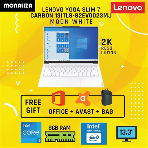 Lenovo Laptop Yoga Slim 7 Carbon 13ITL5 82EV0023M Moon White (Intel I5 1135G/512GB/INTEGRATED ...