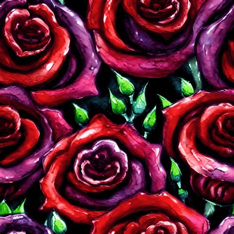 Watercolor Dark Roses Oil Painting · Creative Fabrica