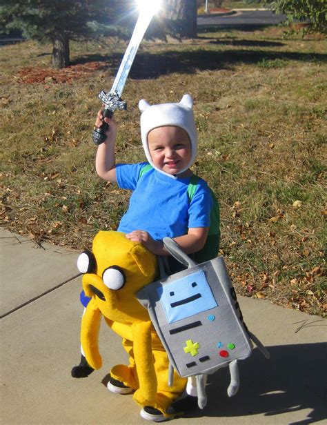 DIY Adventure Time costume - Finn, Jake, and BMO Halloween Kostüm Baby, Halloween 2014 ...