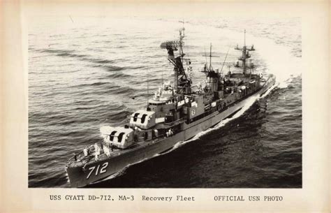 Photo USS Gyatt Destroyer DD-712 MA-3 Recovery Fleet Official US Navy | eBay