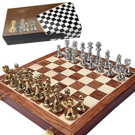 Buy JFF Metal Chess Set Chess Board Game for Adults And Kids Wooden ...