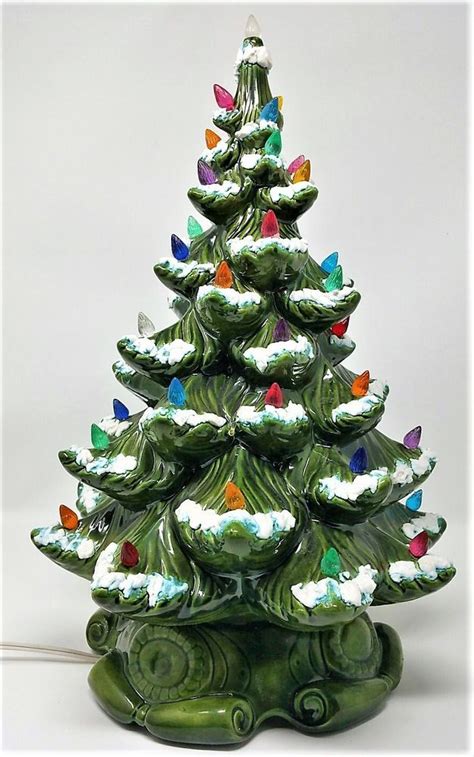 17" Vintage Ceramic Lighted Snow Capped Christmas Tree, 1974 Atlantic ...