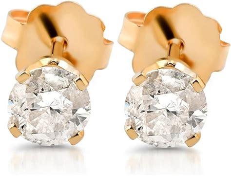 Amazon.com: 1/2ct Round Diamond Studs 14k Yellow Gold: Clothing, Shoes & Jewelry