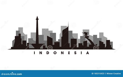 Jakarta Skyline and Landmarks Silhouette Vector Stock Vector ...