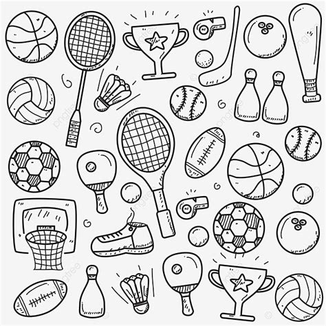 Set Of Sports Doodle Vector Illustration In Cute Hand Drawn Style, Rat Drawing, Sports Drawing ...