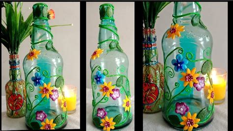 DIY stained glass bottle / Wine Bottle Art / Bottle Painting / Altered Bottle - YouTube