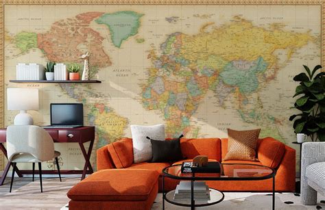 International Giant World Map wallpaper Mural | Ever Wallpaper UK