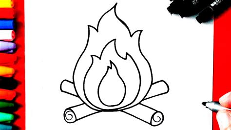 HOW TO DRAW A CAMPFIRE - YouTube