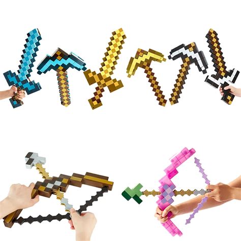 Minecrafted PVC+EVA material toy picks combo weapons Foam Bow Minecraft Weapons Model Toys ...