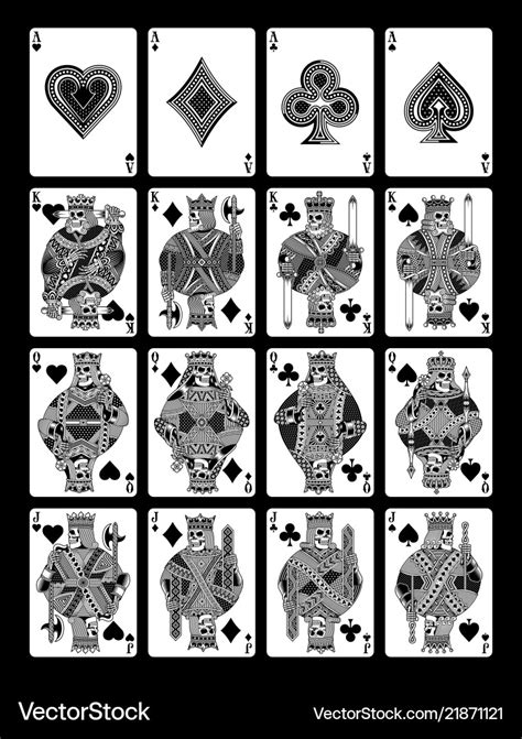 Skull playing cards set in black and white Vector Image