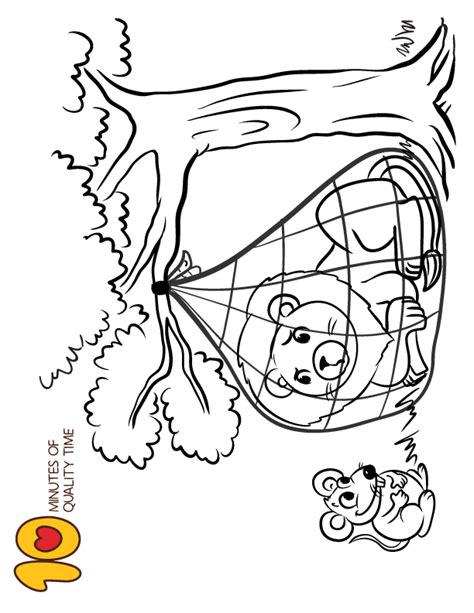 The Lion and the Mouse Coloring Page