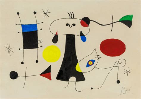 Joan Miro Spanish Surrealist Mixed Media on Paper for Auction at on May ...