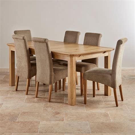 Edinburgh 6ft Extending Oak Dining Table + 6 Plain Sage Chairs