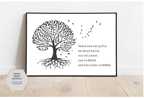 Tree of Life Roots and Wings Quote Printable Wall Art. New Parent ...