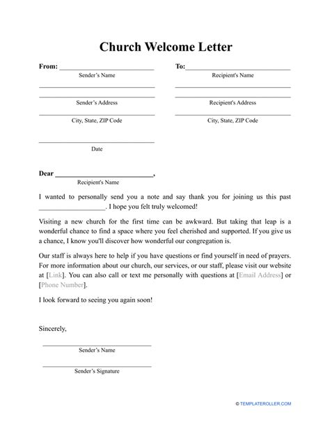 27 Printable New Church Member Welcome Letter Forms A - vrogue.co