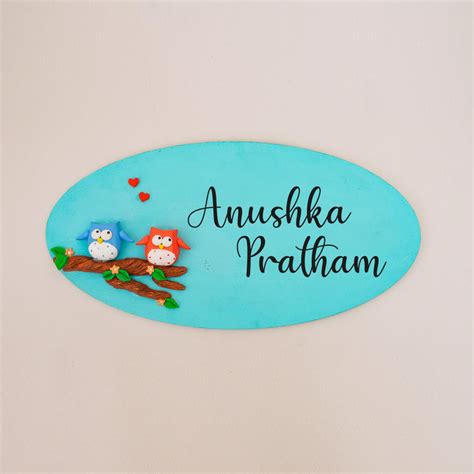 Buy Handcrafted Personalized Wooden Oval Couple Nameplate Online On Zwende