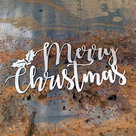 Merry Christmas Metal Script Sign | Stainless Steel Christmas Decor | Holiday Hostess Gift ...