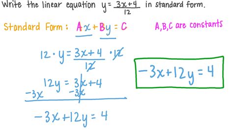 Question Video: Writing Linear Equations in Standard Form | Nagwa