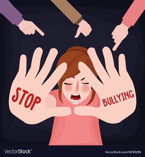 Stop bullying child abuse girl sad victim scared Vector Image