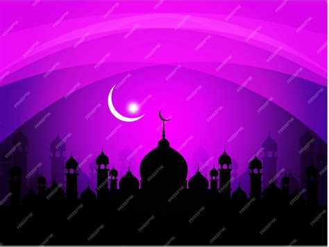 Premium Vector | A purple and purple background with a crescent moon and a crescent moon.