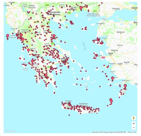 | Map of archaeological sites in Greece "Monuments In Greece ...