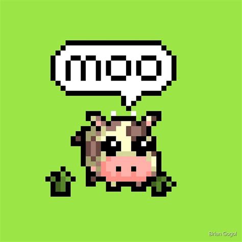 "Cute Cow Pixel Art" by Brian Gogol | Redbubble