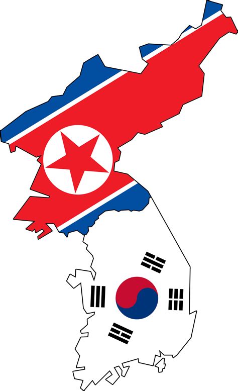 North & South Korea Flag Map (No Jeju) | North korean flag, North korea flag, South korea flag