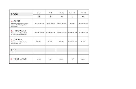 Metropolitan Jacket Size Chart – Anatomie