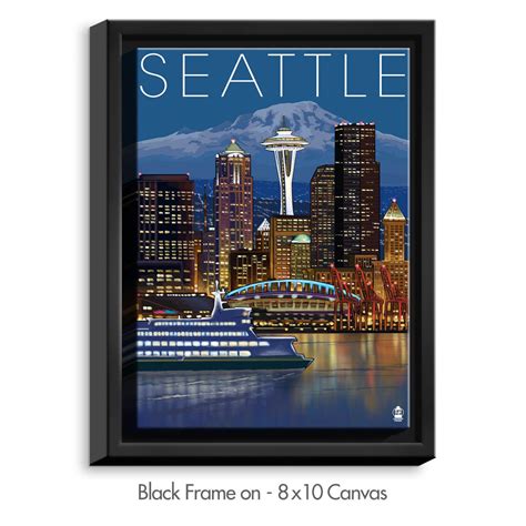 'Seattle Skyline' by Lantern Press Painting Print on Wrapped Framed ...