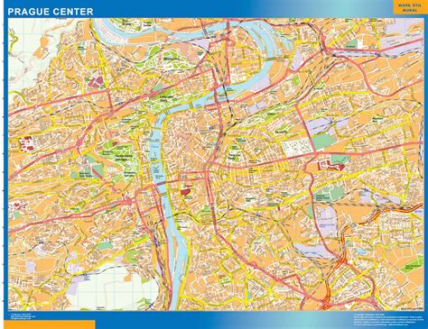 Prague downtown wall map | Largest wall maps of the world.