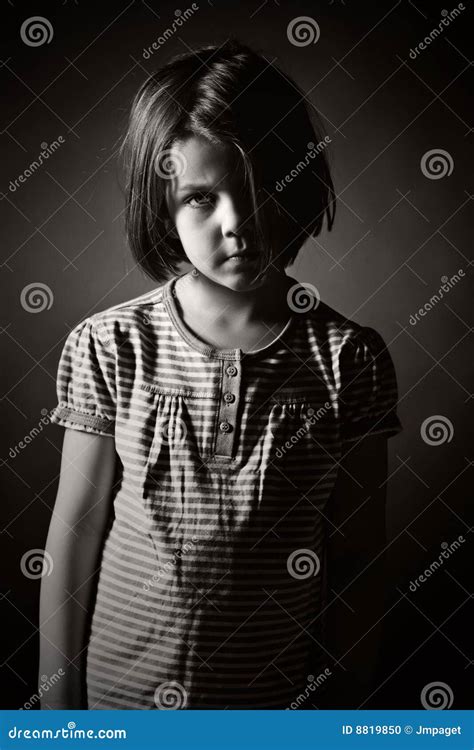 Black And White Shot Of A Sad Child Stock Photo - Image of beautiful, pain: 8819850