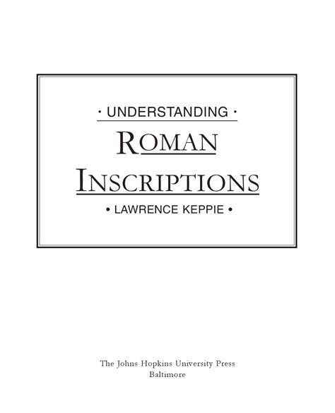 UNDERSTANDING ROMAN INSCRIPTIONS - Docsity