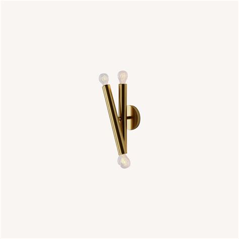 West Elm Trace Sconce, Double, Antique Brass - AptDeco