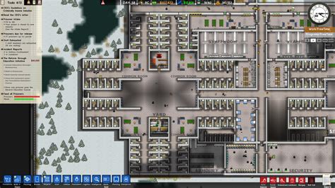 My best cell block layout yet (details in the comments) : r/prisonarchitect