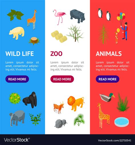 Public zoo banner vertical set concept 3d Vector Image