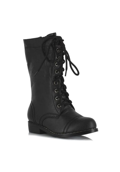 Kid's Black Military Boots